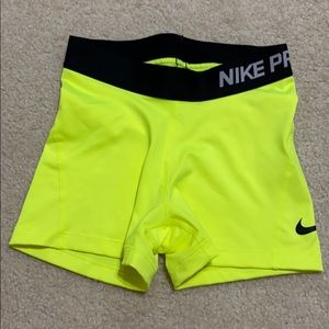 Neon Yellow Nike Pro Spandex
